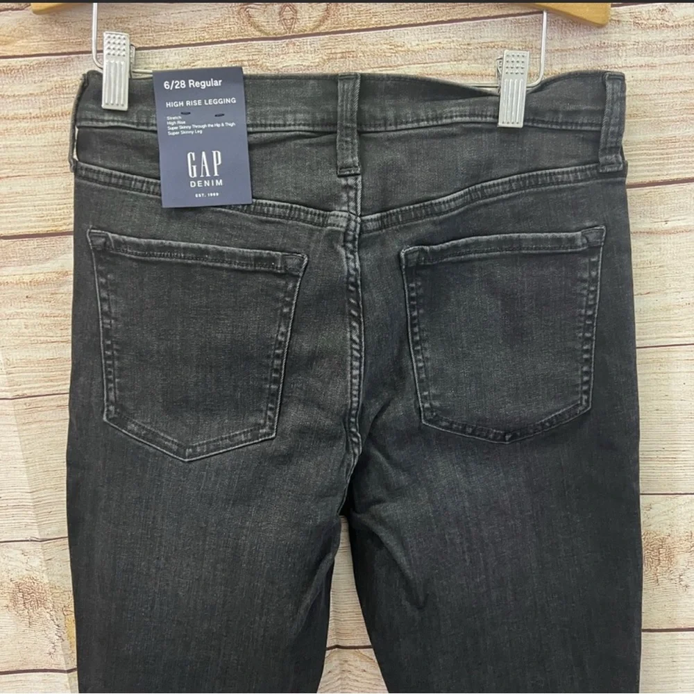 Gap Denim High Rise leggings Black Jeans 6/28 - Picture 6 of 7